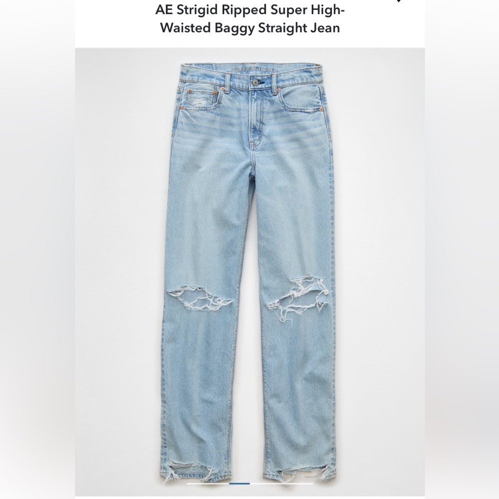 Women's AE High Waisted Baggy Straight Jeans- 0 short